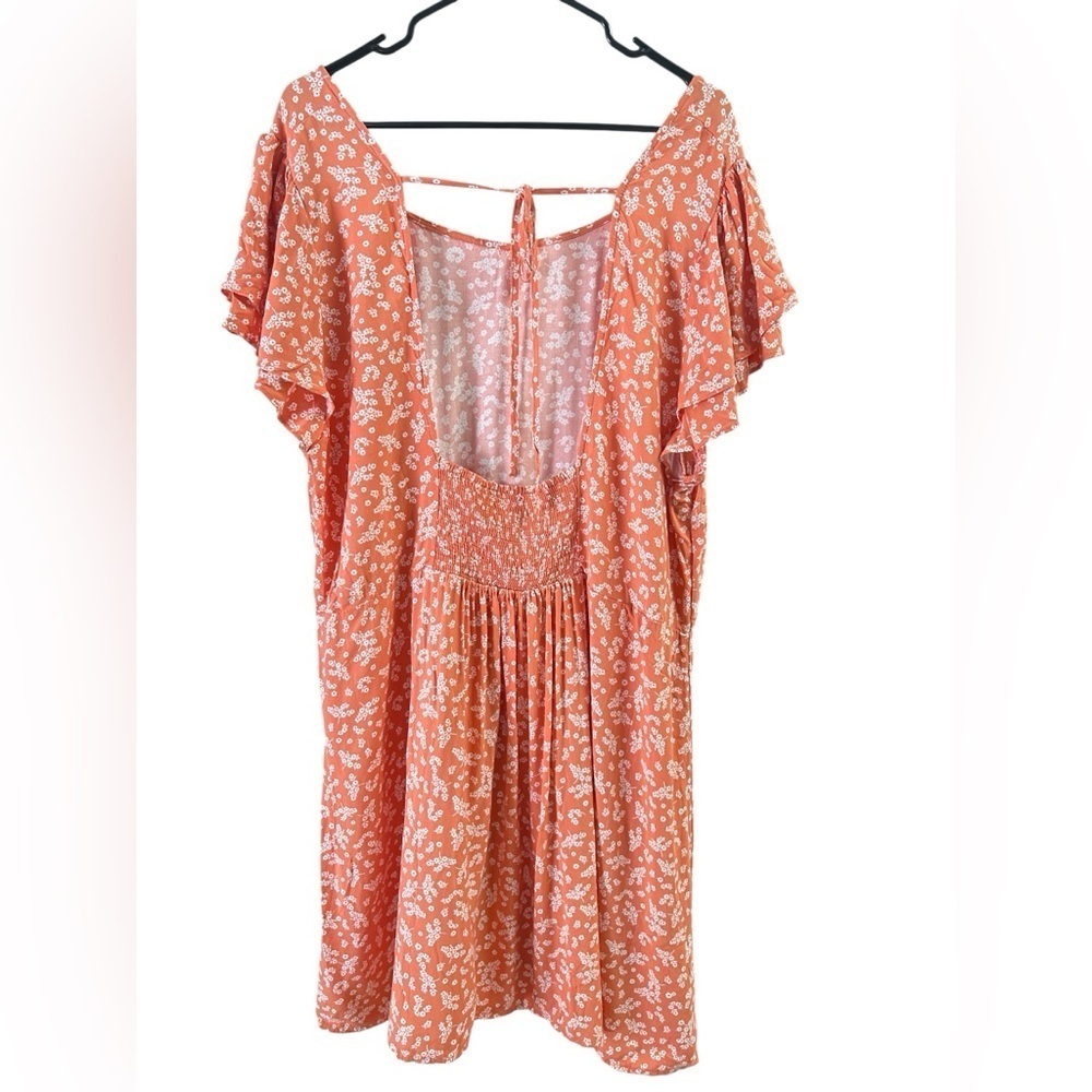 A.N.A coral floral short sleeve open back mini summer dress - Picture 3 of 4